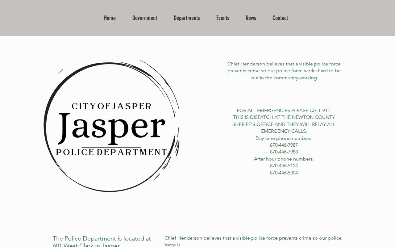 Jasper warrant records and Jasper Police contact information